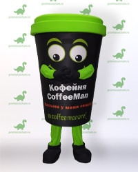 Ростовая кукла стакан кофе CoffeeMan, костюм стакана кофе