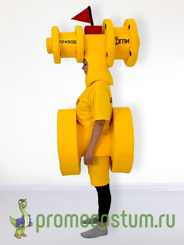 Ростовая кукла труба Газ-Привод, костюм трубы Газ-Привод — вид сбоку