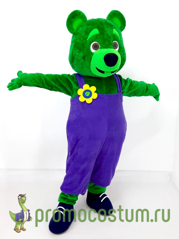 Ростовая кукла зеленый медведь ДСМ, костюм зеленого медведя ДСМ