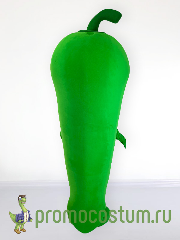 Ростовая кукла зеленый перец «Peppers Pizza», костюм зеленого перца «Peppers Pizza» — вид сзади