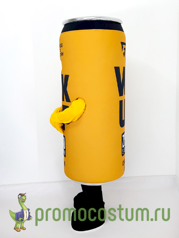 Ростовая кукла желтая банка напитка WK UP, костюм желтой банки напитка WK UPРостовая кукла желтая банка напитка WK UP, костюм желтой банки напитка WK UP — вид сбоку